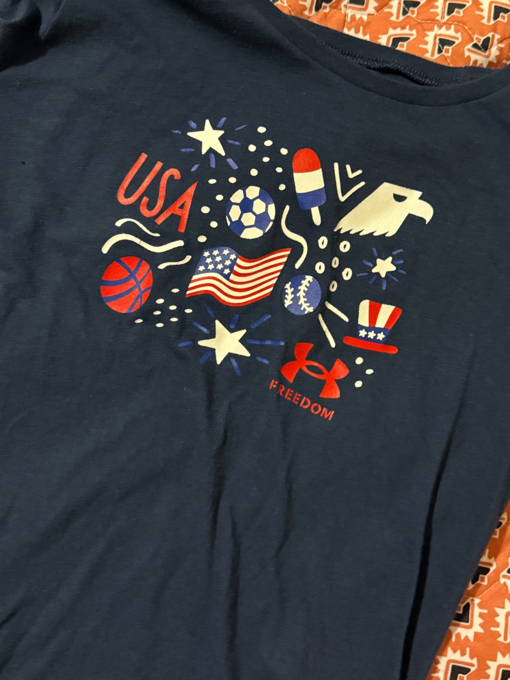 Girls under armour large patriotic shirt